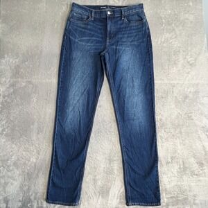 Old Navy Womens Mid Rise WOW Boyfriend Straight Jeans Size 10 Tall Dark Wash